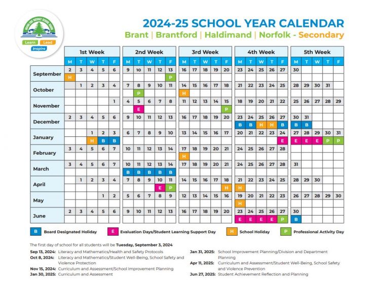 Secondary Calendar